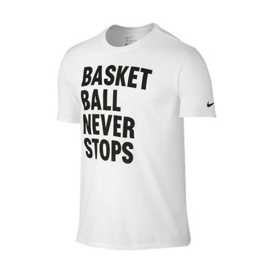 Nike Camiseta "Basketball Never Stops" (100/blanco/negro)