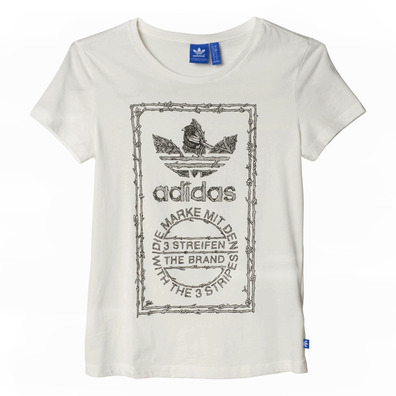 Adidas Originals Mujer Camiseta Tongue Label Bird (blanco)