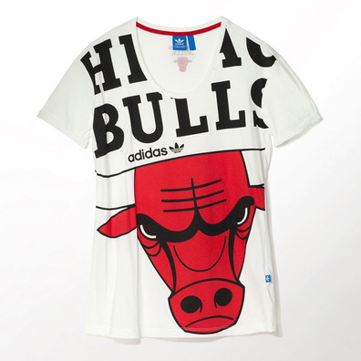 Adidas Original NBA Mujer Camiseta Bulls AOP (negro/blanco)