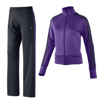 Adidas Chándal Essentials 3 Stripes Suit (purpura/gris)