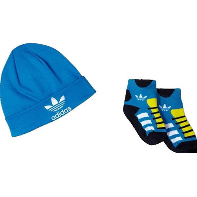 Adidas Infant Pack Gorro+Calcetines (Azul/Amarillo)