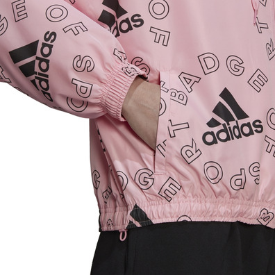 Adidas Essentials Logo Allover Print Windbreaker