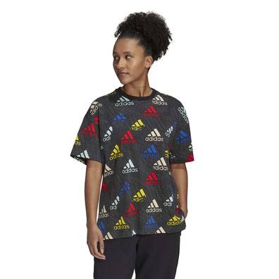 Adidas Essentials Multi-colored Logo Boyfriend T-Shirt