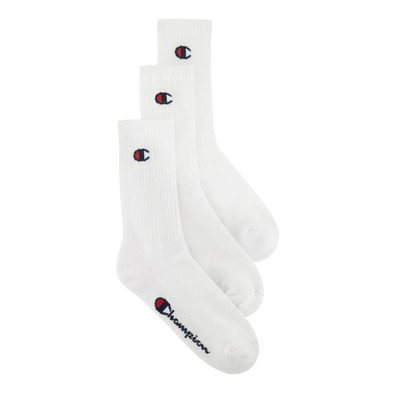 Champion 3 Pack Crew C Logo Socks "White"