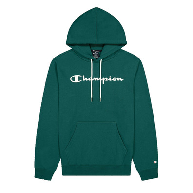 Champion Script Logo Print Cotton Terry Hoodie "Forest Green"