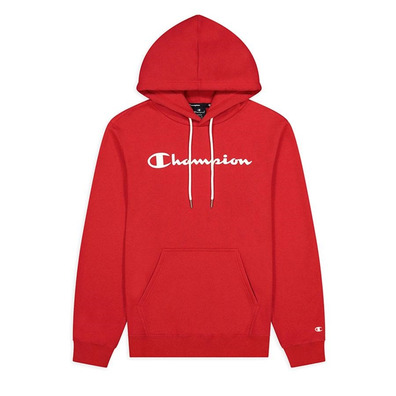 Champion Script Logo Print Cotton Terry Hoodie "Red"