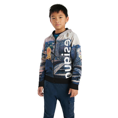 Desigual Kids Hooded Horizonte Print Sweatshirt