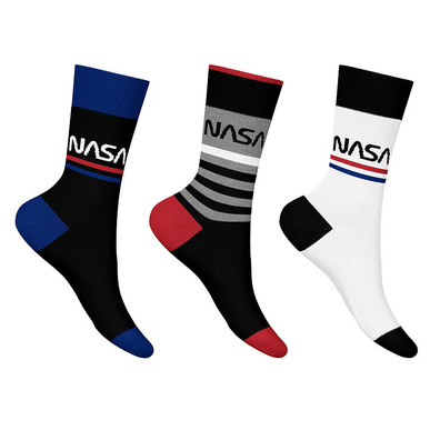 Nasa 3 Pair Pack Crew Socks "N22-Black-White"