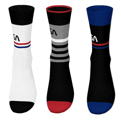 Nasa 3 Pair Pack Crew Socks "N22-Black-White"