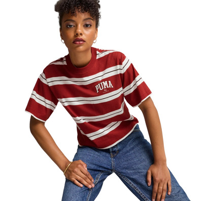 PUMA SQUAD Striped Tee "Intense Red"