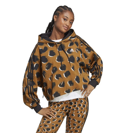 Adidas Essentials Animal Print 3-Stripe Hoodie