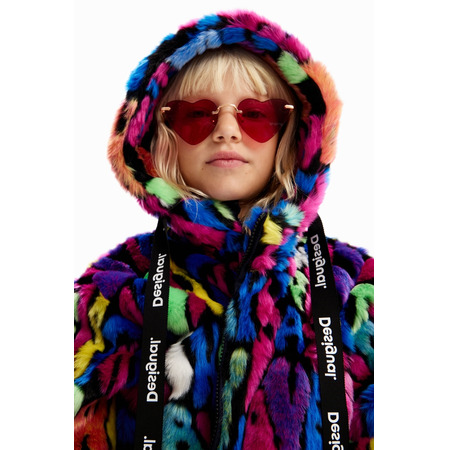 Desigual Girls Multicolour Fur-effect Jacket "Tutti Fruti"