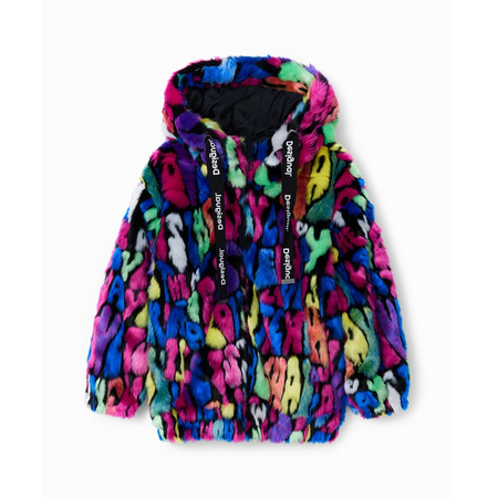 Desigual Girls Multicolour Fur-effect Jacket "Tutti Fruti"