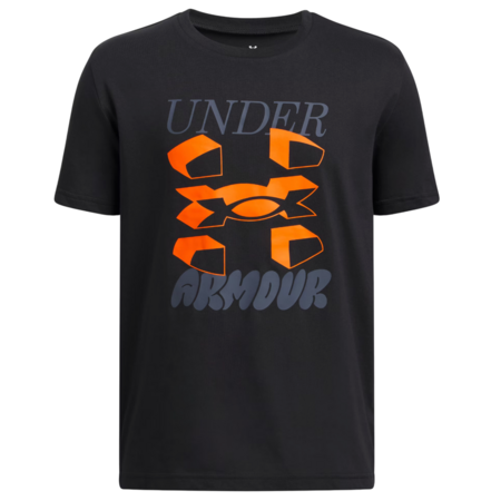 UA Boys' Split Big Logo Short Sleeve "Black-Downpour Gray"