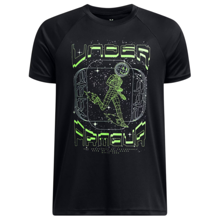 UA Boys' Tech™ Game Day Short Sleeve Tee "Black-Cyber Green"