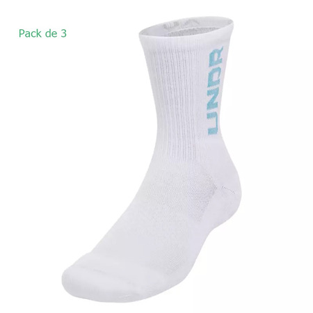 UA Unisex 3-Maker 3-Pack Mid-Crew Socks "White-Ether Blue"