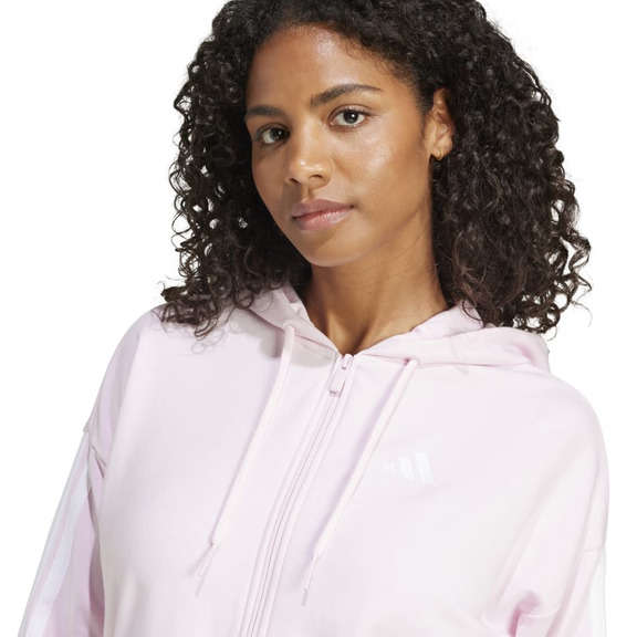 Adidas Essentials 3-Stripes Full-Zip Hoodie "Pink"