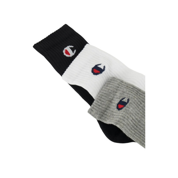 Champion 3 Pack Crew C Logo Socks "Grey"