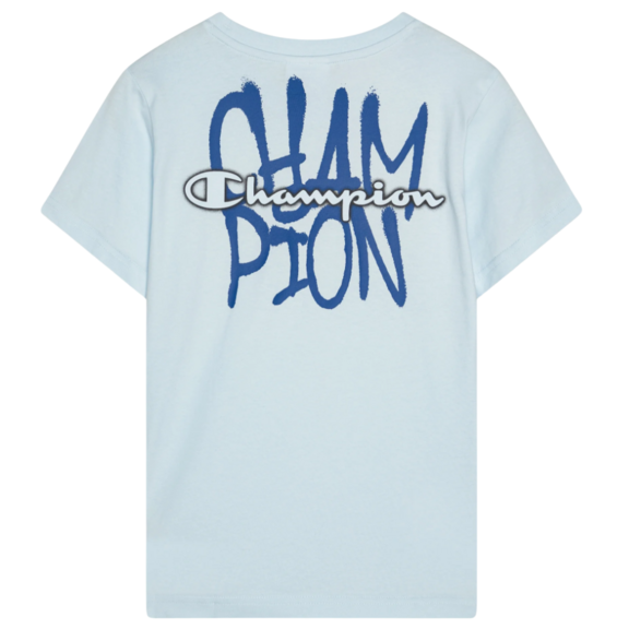 Champion Cotton Graphic Crewneck With Large Logo T-Shirt "Light Blue"