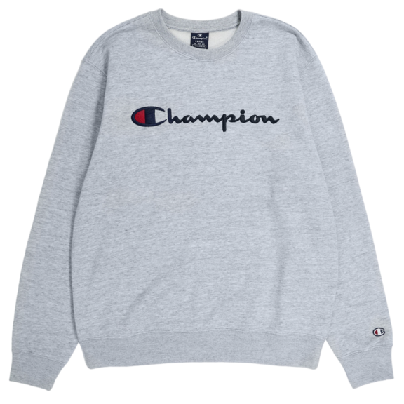 Champion Embroidered Big Logo Crewneck Sweatshirt "Light Grey"