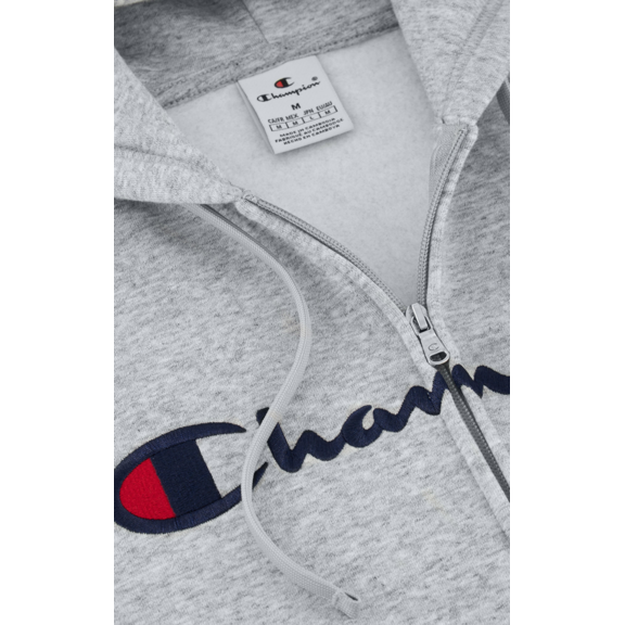 Champion Embroidered Big Logo Fleece Full-Zip Hoodie "Light Grey"