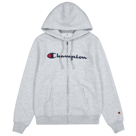 Champion Embroidered Big Logo Fleece Full-Zip Hoodie "Light Grey"