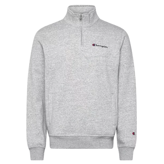 Champion Front Pockets Half-Zip Big Logo Fleece Sweatshirt "Light Grey"