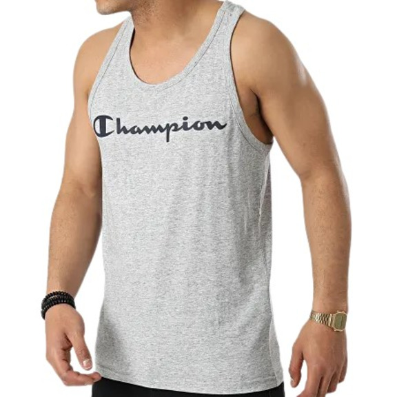 Champion Legacy Cotton Contrast Scrip Logo Tank Top "Grey"