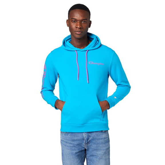 Champion Legacy Spray Neon Hooded Sweatshirt "Blue Cyan Flour"