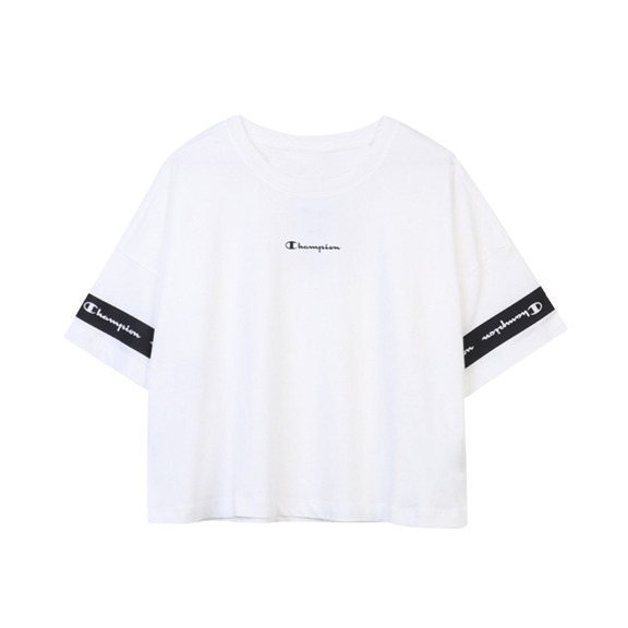 Champion Legacy Wm´s Sleeves Script Print Logo Cropped Tee "White"