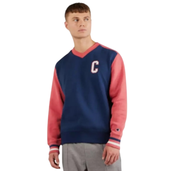 Champion Rochester Bookstore V-Neck Fleece Sweatshirt "Navy-Red"