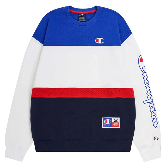 Champion Sport Lifestyle Basketball Color Block Crewneck Sweatshirt Logo C "White"