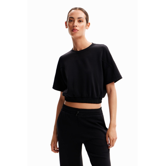 Desigual Baggy Cropped Sport T-shirt "Black"