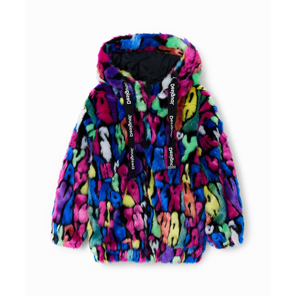 Desigual Girls Multicolour Fur-effect Jacket "Tutti Fruti"