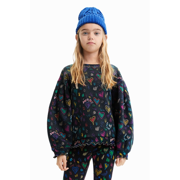 Desigual Girls Sweatshirt with Heart Illustrations