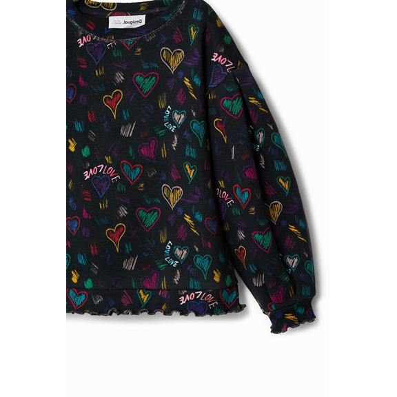 Desigual Girls Sweatshirt with Heart Illustrations