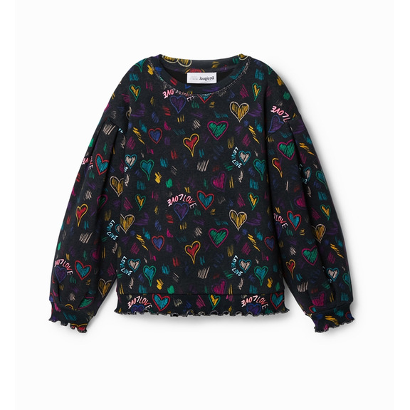 Desigual Girls Sweatshirt with Heart Illustrations