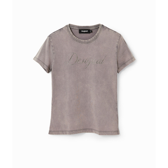 Desigual Slim Rhinestone T-shirt "Gray"