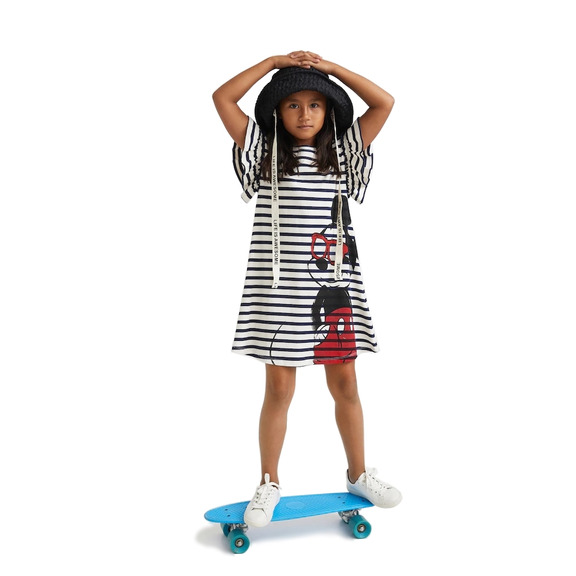 Desigual Girls Striped Mickey Mouse Dress