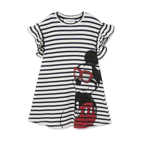 Desigual Girls Striped Mickey Mouse Dress