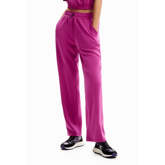 Desigual Wide-leg Sport Trousers "Blackberry Rose"