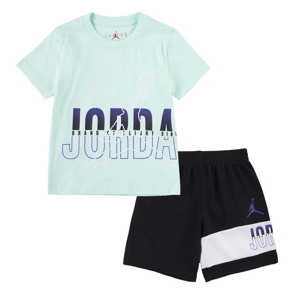 Conjunto Jordan Kids JDB Jumpman Wrap Logo Tee and Short Set "Black-Light Dew"