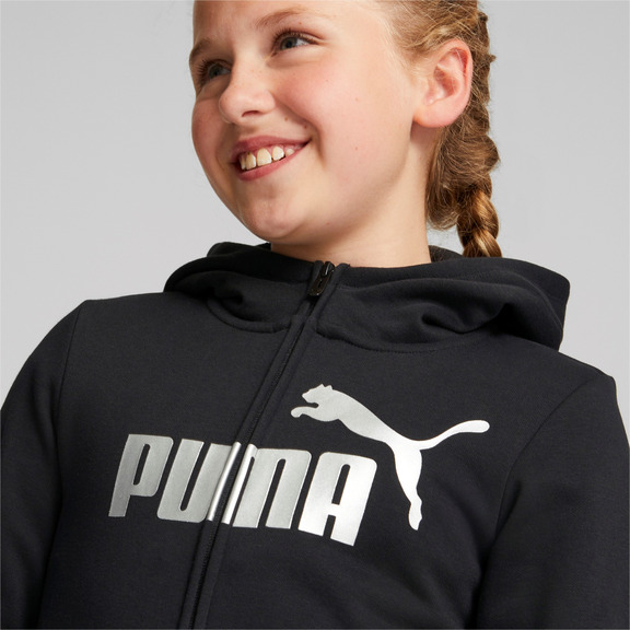 Puma Girls ESS+ Logo Full-Zip Hoodie FL