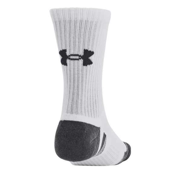 UA Unisex Performance Cotton 3-Pack Mid-Crew Socks "White-Pitch Gray"