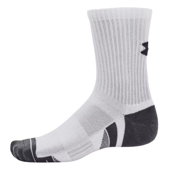 UA Unisex Performance Cotton 3-Pack Mid-Crew Socks "White-Pitch Gray"