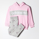 Adidas Originals Chándal Infant Basketball Hooded Fleece Set (rosa/gris)