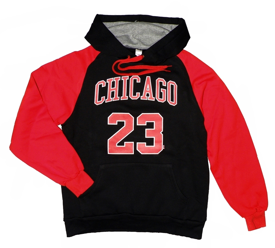 Sudadera B sica Capucha Chicago N 23 negro rojo