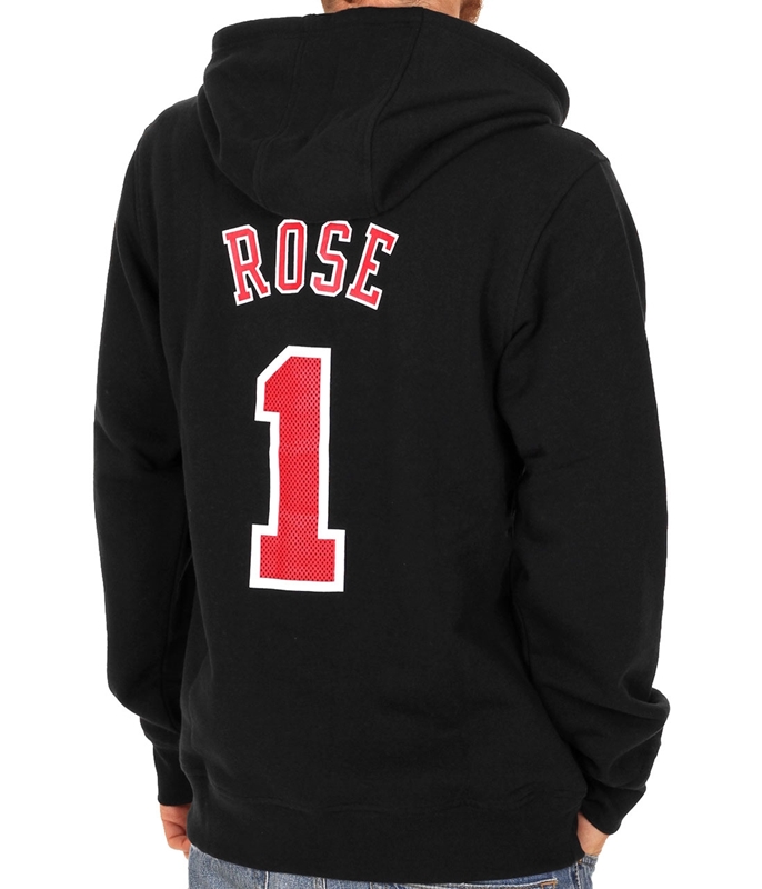 Adidas Sudadera NBA Game Time Player Bulls Rose Nº 1 negro/rojo)