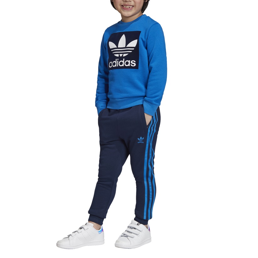 Adidas Originals Kids Trefoil Crew Set (Bluebird/navy/white)