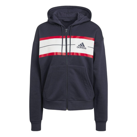 Adidas W Essentials Pinstripe Block Fleece Full-Zip Loose Fit